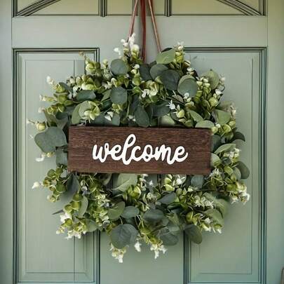 Home Decor Eucalyptus Leaf Wreath Ornament For Door