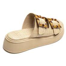 Sandals Compensating In Boucle Style Bohème – Élégance Et Confort Pour L'été - Beige-5233 - View 4
