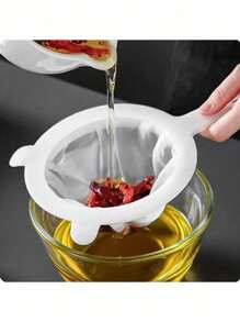 1pc/4Pcs, Multi - Piece Plastic Food Filter With Double Handles, Made Of Fine - Mesh Nylon, Is Suitable For Filtering Soy Milk, Coffee, And Juice. It's A Must - Have Item In The Kitchen.