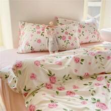 4 Peças Conjunto, 1 Peça Capa de Edredom, 1 Peça Lençol, 2 Peças Fronhas, Edredom Impresso em Fibra Ultramacia em Tom Duplo, Conjunto de Roupa de Cama Moderno Adequado para Quarto, Todas as Estações