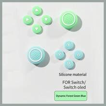 1 Set Soft Colorful Button Stickers + Joystick Cap Cover Set, Non-Slip, Compatible With Switch/Switch OLED Controller - Multicolor - View 4