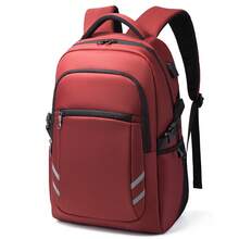 Neutral Stylish Travel Backpack, Modern Commuter Laptop Bag, Wear-Resistant Waterproof Large Capacity Multi-Pocket Student Backpack - Red - View 1