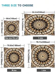 1pc Outdoor Thick Waterproof UV-Resistant Gradient Green Boho Pattern Canopy Tent, Garden Yard Beach Sun Shade Awning, Including Ropes (No Frames) - Multicolor - View 4