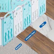 Foldable Adjustable Baby Playpen With 14/18/22 Panels, Portable Safety Play Yard For Toddlers And Kids, Easy To Set Up For Indoor And Outdoor Use - 藍色 - 查看 9