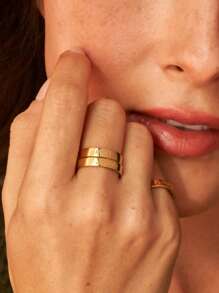 1 Stück personalisierter minimalistische Edelstahl Namensring, hypoallergen, perfektes Geschenk zum Valentinstag, Muttertag, Sommer, für Paar, Freunde, Mütter, Väter - Gold, Mode, Retro, Unisex, einfach, Lässig, Hip-Hop, Goth, Punk, personalisiert, einzigartiges Geschenk für Sie, Freundin