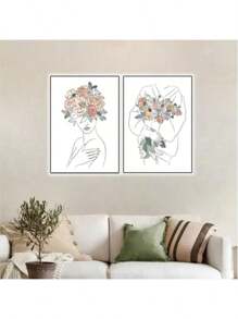 1/6PCS Optional Frame Posters Wall Arts Modern Abstract Minimalist Wall Art Posters Living Room Decor ,Wall Art With Frame