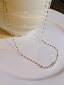 1pc Faux Pearl Necklace, Suitable For Everyday Wear - Multicolor - View 4