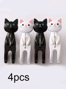 4 piezas Pinzas para toallas de playa con forma de gato, pinzas de plástico para sillas para toallas, pinzas lindas de gatos de dibujos animados, pinzas sujeta-toallas, pinzas antiviento para toallas de playa y ropa
