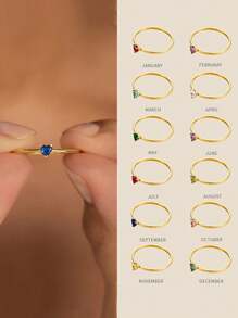 1 pieza Anillos de mujer con corazón delicado, anillo abierto de acero inoxidable diminuto con imitación de circonita, joyería de moda para damas, regalo de cumpleaños, regalos del Día de San Valentín