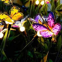 1pc Solar Butterfly Firefly Light, Waterproof Solar Butterfly Light, Solar Garden Light, Outdoor Solar Light Suitable For Courtyard Lawn Garden, Flower Garden Trail, Passage, Camping Decoration