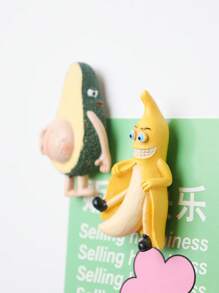 1pc Fruit Decorative Funny Magnets, Banana & Avocado Home Decor Refrigerator Magnets, Creative Cartoon Banana Avocado Magnets For Blackboard, Memo Board