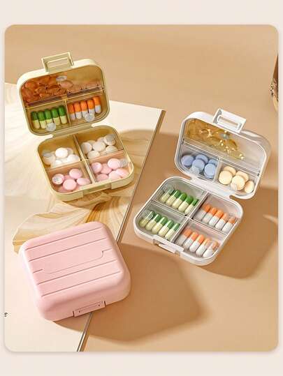 1 个 7 隔层便携式旅行迷你药盒，防水防潮药丸储存容器，适合储存药物、戒指和其他小物品