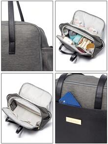 SOBOBA 1 件皮革拼布大容量多功能妈咪单肩包，适合婴儿车 - 彩色 - 查看 8