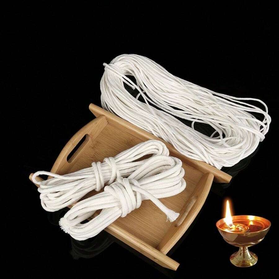 1/10pcs 3/4mm Candle Wick Roll, Natural Beige Braided Wick, Perfect For DIY Candle Making, Versatile Tool Accessory Compatible - Multicolor - View 1
