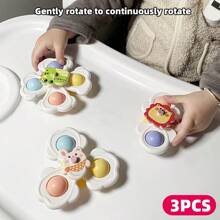 3 pezzi di giocattoli a tema cartone animato, giocattoli per catturare l'attenzione nella prima infanzia, adatti per essere usati su tavoli, vetro, piastrelle, pareti del bagno, giocattoli da bagno, regalo di compleanno ideale per bambini e bambine