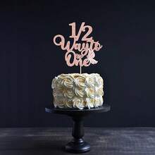 1 件 Half Way To One 蛋糕装饰闪光 6 个月生日快乐蛋糕挑选 1/2 半生日蛋糕装饰半岁生日派对装饰用品 - 彩色 - 查看 9