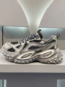 Zapatillas deportivas con suela gruesa cómodas y con estilo vintage desgastadas para hombre, calzado atlético muy atractivo y con diseño de calle