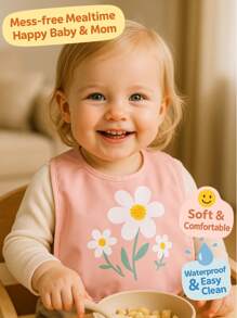2 Packs Waterproof Baby Bibs With Daisy & Bee Print – Soft, Comfortable & Easy To Clean, Mess-Free Feeding For Infants ,Baberos Impermeables
