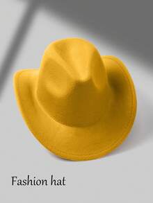 1pc Unisex Western Style Cowboy Hat - Fashionable Curled Brim, Durable Felt, Ideal Gift For Styling Occasions And Parties - A - View 22