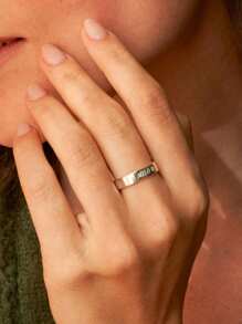 1 Stück personalisierter minimalistische Edelstahl Namensring, hypoallergen, perfektes Geschenk zum Valentinstag, Muttertag, Sommer, für Paar, Freunde, Mütter, Väter - Gold, Mode, Retro, Unisex, einfach, Lässig, Hip-Hop, Goth, Punk, personalisiert, einzigartiges Geschenk für Sie, Freundin