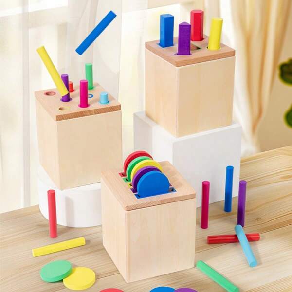 Montessori Spielzeug Holz Farbsortier Spielzeug Formbox Feinmotorik Sensorik Lernspiele Pädagogisches Kinderspielzeug