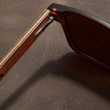 Ultra-Light Unisex Glasses - Retro Walnut Style Frame, Fashionable Glasses Without Prescription With Case, Suitable For Daily And Formal Occasions - Perfect Gift For Valentine's Day And Father's Day - Wide Frame (>139mm), Casual Wear, Fashionable Design, Durable Material, Polarized Lenses, Unisex Accessories - màu đen - Xem 7