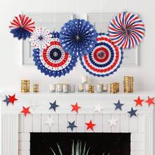 4th Of July Decorations Independence Day Patriotic Decor Set - Red White Blue Paper USA Banner Flag Fans Star Streamer Pom Poms For Memorial Veterans Labor Presidents Flag Day Home Parties Accessories - Patriotic Decor Set - View 5
