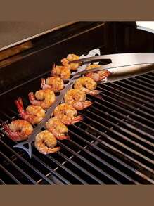 Brochettes réutilisables en acier inoxydable en forme d'arête de poisson - Bâtonnets de cuisson et de grillage pour l'extérieur, idéaux pour le bœuf, le porc, les crevettes, le poulet, les légumes et les fruits de mer. Outils de cuisine essentiels pour le grillage, accessoires de grillage d'extérieur