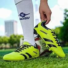1 Pair Unisex Indoor/Outdoor Soccer Cleats, Low-Top Turf Football Training Shoes With Spikes, Suitable For Hard Ground, Artificial Grass, Perfect For Large And Small Sizes, High Performance Non-Slip Rubber Sole, Lightweight Lace-Up Design - Fluorescent Green - View 6