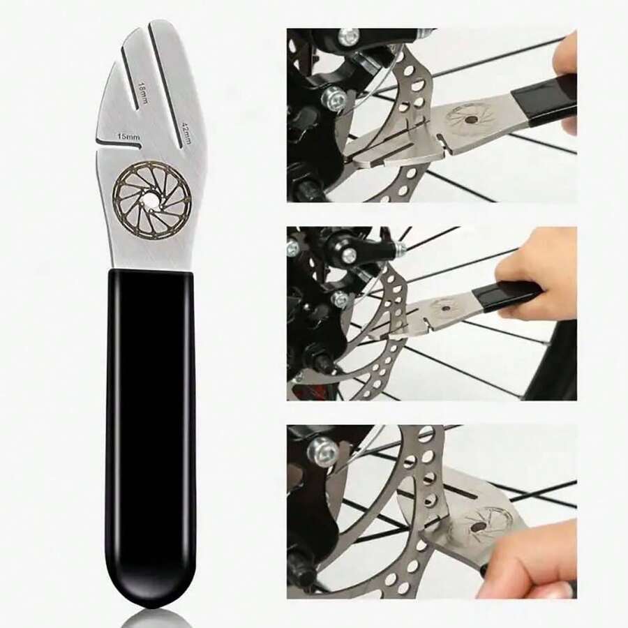1 buah Alat Perbaikan Rotor Rem Cakram Sepeda, Penyesuaian Celah Anti Gesekan, Koreksi Deformasi, Kunci Pas Penyelarasan Pelat Rem Cakram - Hitam - View 1