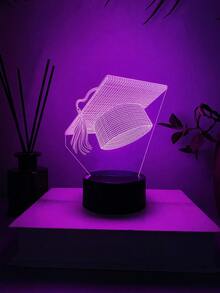 1個個性化畢業3D幻象夜燈，可變換RGB顏色，高中與大學畢業派對裝飾，畢業帽設計，畢業紀念品，壓克力夜燈房飾 - 彩色 - 查看 6
