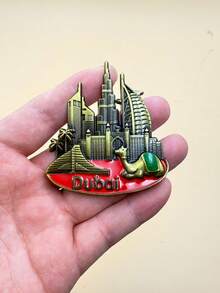 Metal Dubai Magnetic Refrigerator Sticker, Creative Souvenir With Ship, Skyscraper, UAE Design, Burj Khalifa - Multicolor - View 12