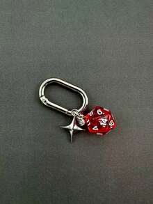 1pc Unisex New Creative Dice Keychain, Stylish Four-Pointed Star Pendant Bag Keyring - Multicolor - View 8