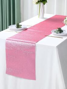 1pc Solid Color Non-Woven Table Runner,180*35cm Silvery/Black/Hot Pink/Champagne Gold & Rose Gold Decorative Table Flag,Birthday Wedding Party Table Cloth,Birthday Party Decorations,Table Cover For Parties Wedding Bridal Shower Babyshower Decor,Table Centerpiece Decor