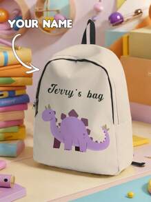 1pc Customized Cute Cartoon Dinosaur Pattern Backpack, Can Be Customized According To Your Unique Design, Suitable For Children And Teenagers, Print Your Own Name Or Print Your Sister/Classmate's Name As A Gift