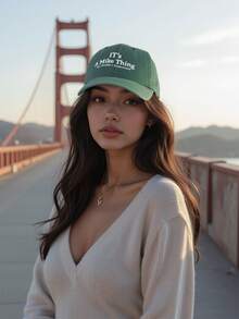 1pc Rose Red Letter Print Baseball Cap, Summer Holiday Festival Sun Protection - Multicolor - View 10