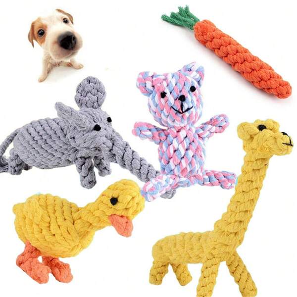 Dog Toy Carrot Shape Rope Toy, Woven Dental Clean Chew Toy Cotton Rope Pet Toy