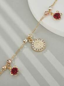 1 Peça Pulseira de Contas de Rosa em Estilo Boêmio de Férias - Pulseira Charmosa e da Moda, Presente de Joias Diárias para Mulheres, Joias de Verão para Mãe, Esposa, Amante, Melhor Amiga