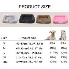 Square Dog Bed Plush Pet Bed Winter Thickened Pad House For Dogs Bed Cat Sofa For Flyffy Dogs Sleeping Bed Sofa Removable Mat - 粉色 - 查看 5