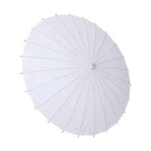1 pieza Paraguas de papel de 60cm, paraguas de decoración de estilo chino, paraguas de pintura al óleo de papel DIY, manualidades de paraguas para decoración de bodas, novias y fiestas - Blanco - Ver 2