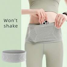 Pochete invisível para corrida - malha sem costura, nylon respirável com padrão de diamante, cinto elástico com absorção de choque, adequada para corrida e condicionamento físico, ótima para caminhadas - preta, visual esportivo moderno, bolsa de cintura leve, pacote de condicionamento físico