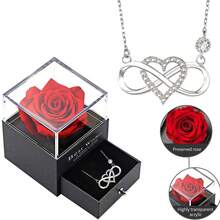 Love Number 8 Exquisite And Beautiful Pendant Necklace, Paired With A Red Soap Eternal Rose Gift Box, Suitable For Mother's Day, Thanksgiving, Anniversaries, Birthdays, Graduation Seasons To Give To Mothers, Wives, Girlfriends, Girlfriends, Oneself, Classmates As Gifts, The Best Gift For Her On A Beautiful Day
