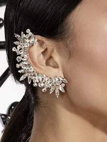 1pc Asymmetrical Rhinestone Ear Cuff, Fashionable & Versatile, Elegant European & French Style, Cross-Border Item - Multicolor - View 12