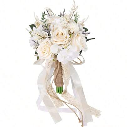 Wedding Bouquets For Bride Bridesmaid,White Champagne Artificial Roses Flowers For Wedding Church Decoration,Artificial Roses Flowers Wedding Bouquets,Bride Bouquets,Bridesmaid Bouquets,Wedding Centerpieces Floral Arrangements Party Home Decor
