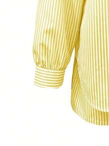 Conjunto de 2 piezas con diseño de camisa con cuello polo a rayas y Bottom en forma de U, talla grande shorts de cintura elástica, un conjunto de moda para primavera, verano y otoño, ideal para la playa, vacaciones y luna de miel