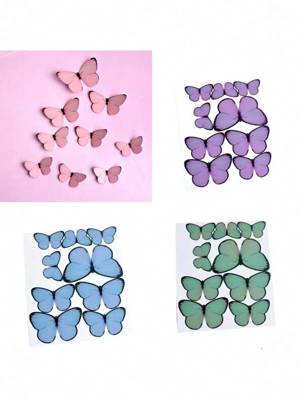 90pcs-180pcs Paper Butterfly Cake Decorations, Simulate Butterflies, Birthday Cake Topper, Party Supplies