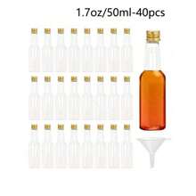 Paquete de 25, Mini botellas de licor, 0.83oz 1.7oz 3.3oz Botellas pequeñas vacías de plástico con tapas de rosca, botellas para shots, envases para bebidas, botellas de vino reutilizables, botellas de espíritu vacías, botellas de jugo, botellas de alcohol, botellas de salsa para bodas, fiestas, suministros para fiestas de Navidad, accesorios portátiles de almacenamiento