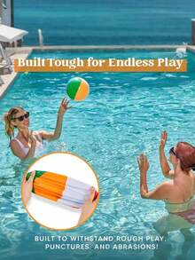 6个彩虹沙滩球，充气泳池派对装饰，散装沙滩球 - 夏季夏威夷热带主题派对装饰及礼品 - 彩色 - 查看 6