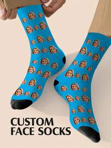 1 Pair Custom Mother's Day Socks, Custom Printed Socks, Personalized Funny Face Socks, Mother's Day Gift, Christmas Gift, Anniversary Gift, Valentine Gift, Birthday Gift, Wedding Gift, Father's Day Gift, Best Friend Gift, Gift For Mom/Dad, Gift For Girlfriend/Boyfriend, Gift For Her/Him - Multicolor - View 2