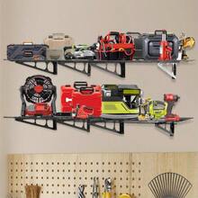 Sinoer 2Pack 2x6ft Garagenregal mit Haken 24-Zoll-x-72-Zoll-Wandregal aus Metall Garage Storage Rack Regale für  Schuppen Garagenlagerung - Schwarz1 - Übersicht 2